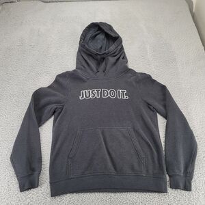Nike‎ Hoodie Womens Small Black Funnel Neck Just Do It Spellout Long Sleeve